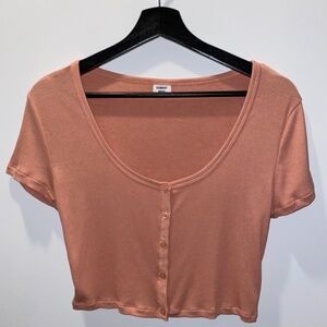 Sunday Best Holly Heirloom Pink Button-Down Crop Top